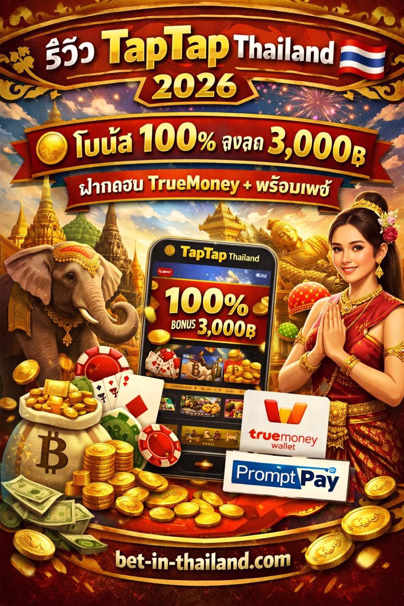 🥇 รีวิว TapTap bet in Thailand 2026 🇹🇭 โบนัส 100% สูงสุด 3,000฿ | ฝากถอน TrueMoney + พร้อมเพย์