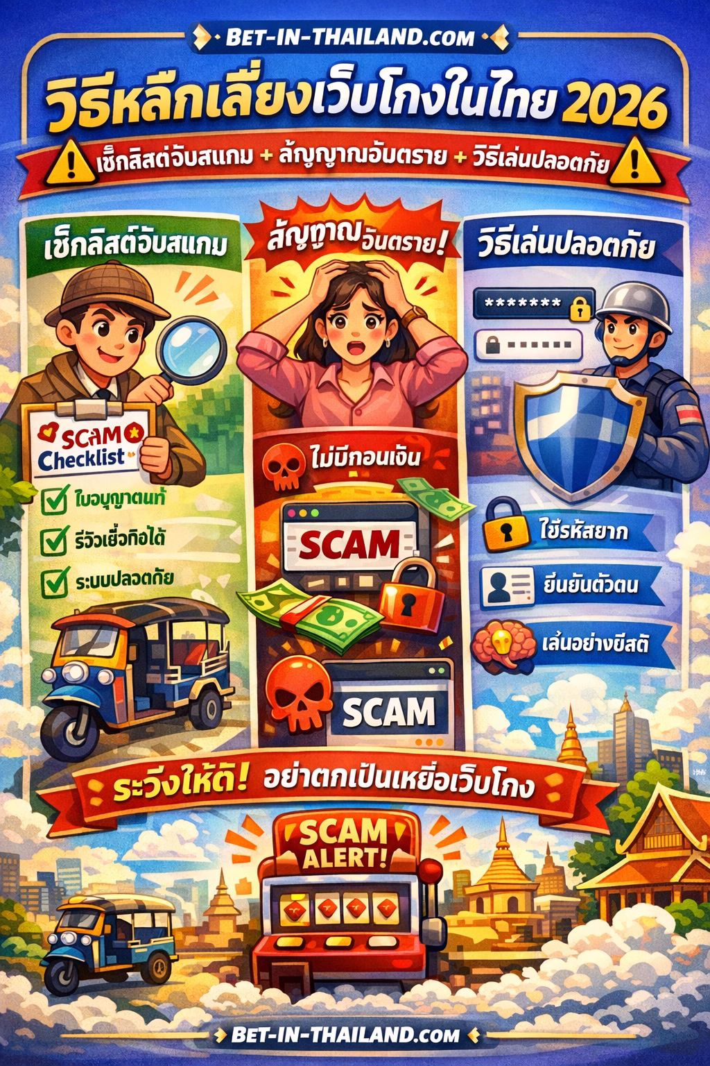วิธีหลีกเลี่ยงเว็บโกงในไทย 2026 เช็กลิสต์จับสแกม + สัญญาณอันตราย + วิธีเล่นปลอดภัย